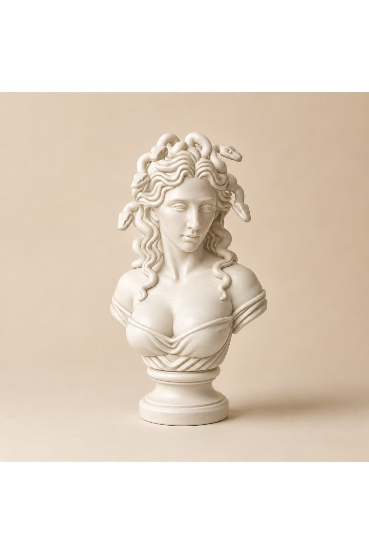 Medusa Büst Heykeli Yılan Saçlı Mitolojik Kadın Figürü Dekoratif Obje - Plastik